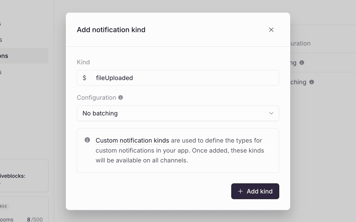 Enable custom notification kind