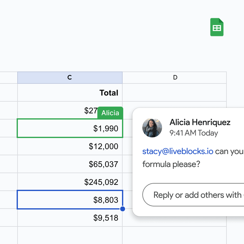 Spreadsheets like Google Sheets