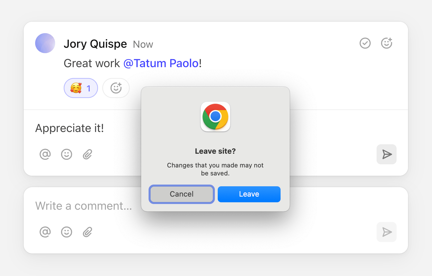 Prevent unsaved changes dialog